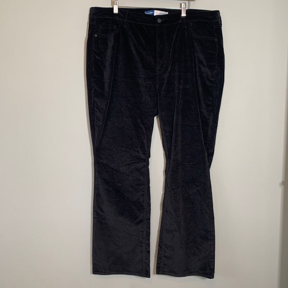 Old‎ Navy Black Velvet Extra High Rise Kicker Bootcut Pants Womens Size 20